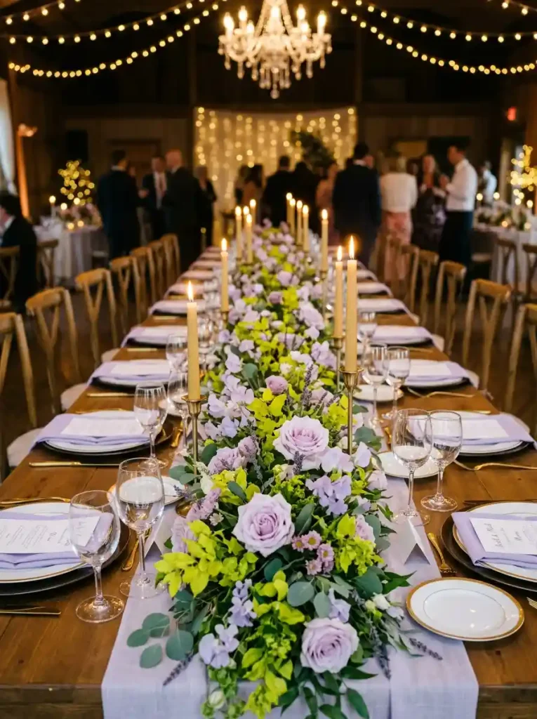 High-Contrast Chartreuse & Lilac Floral Runner