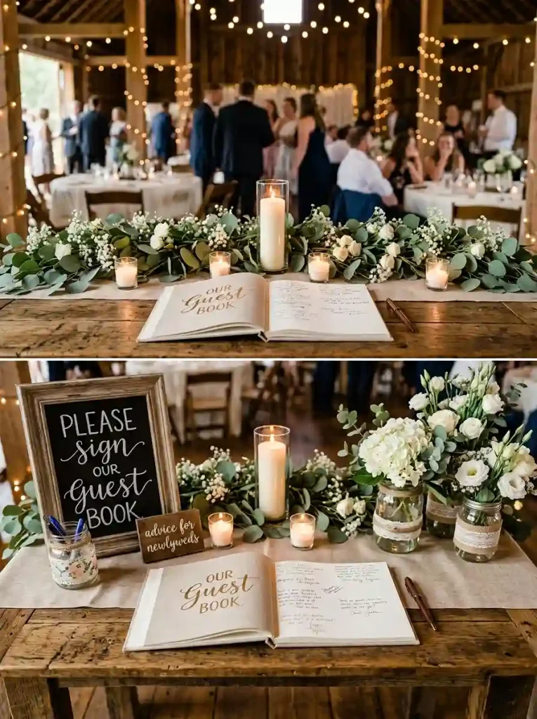 Rustic Wooden Guest Book Table