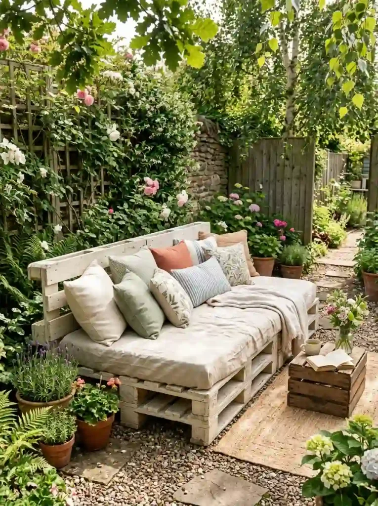 Upcycled Pallet & Rattan Daybed Loungers