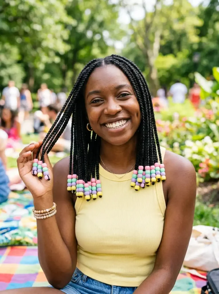 Colorful Pastel Rainbow Beaded Braids