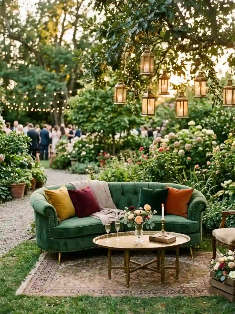Curated Vintage Lounge Space in the Greenery
