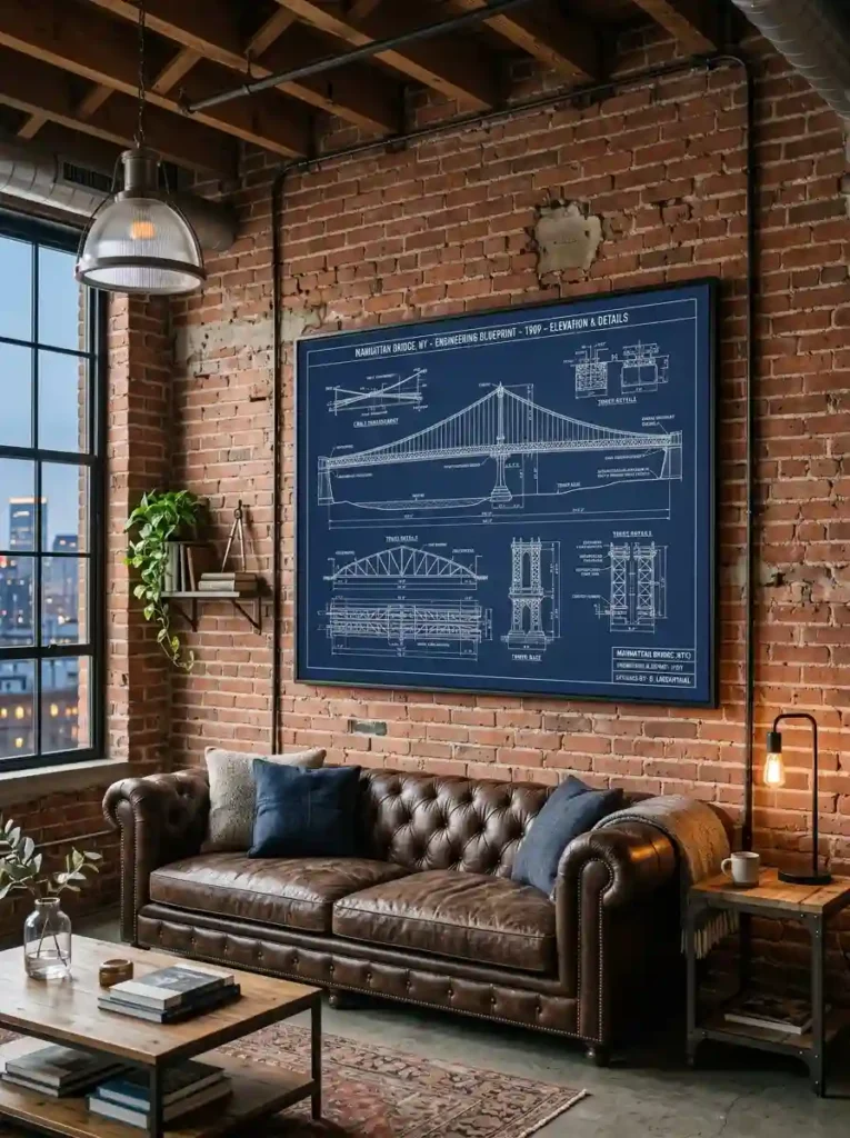 Giant Framed Architectural Blueprint Prints
