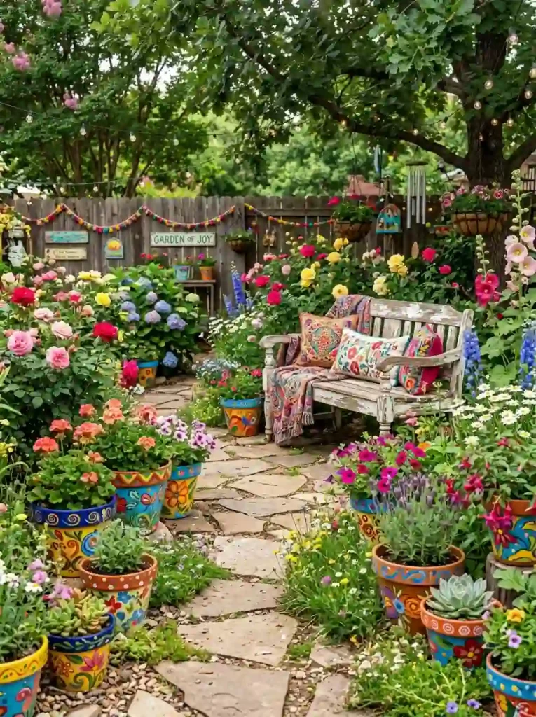 Paint Brightly Colored Flower Pots