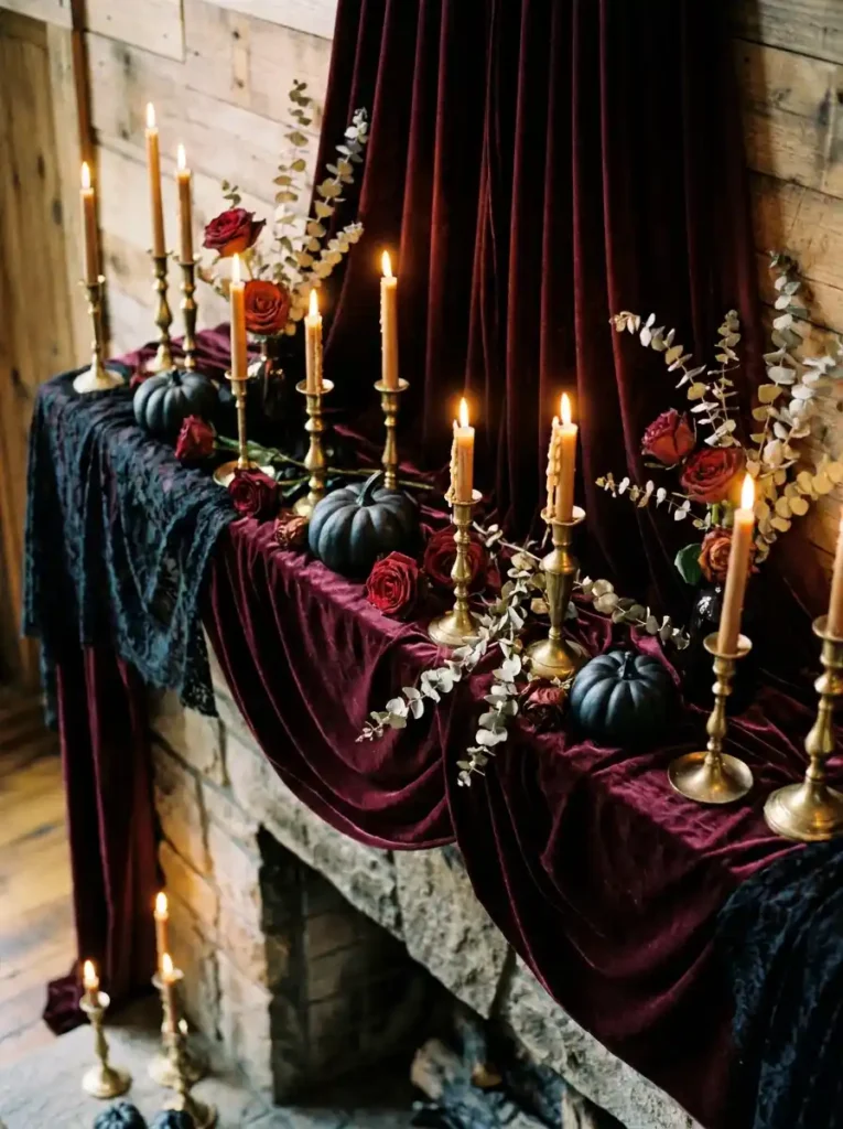 Moody Dark Velvet & Dried Floral Mantels