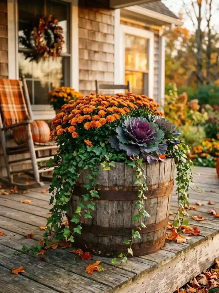 Rustic Wooden Barrel Planters