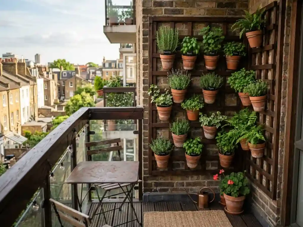 Vertical Wooden Trellis & Hanging Wall Planters
