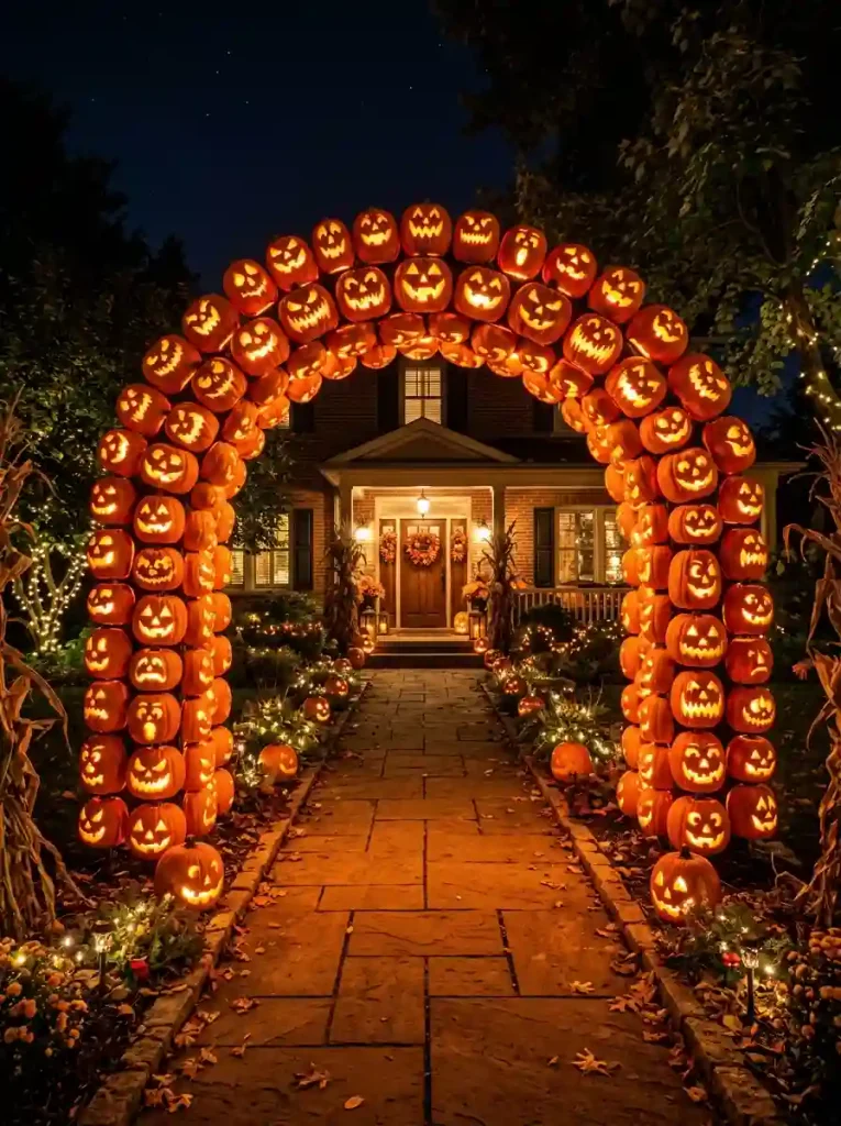 Archway of Spooky Jack-o'-Lanterns