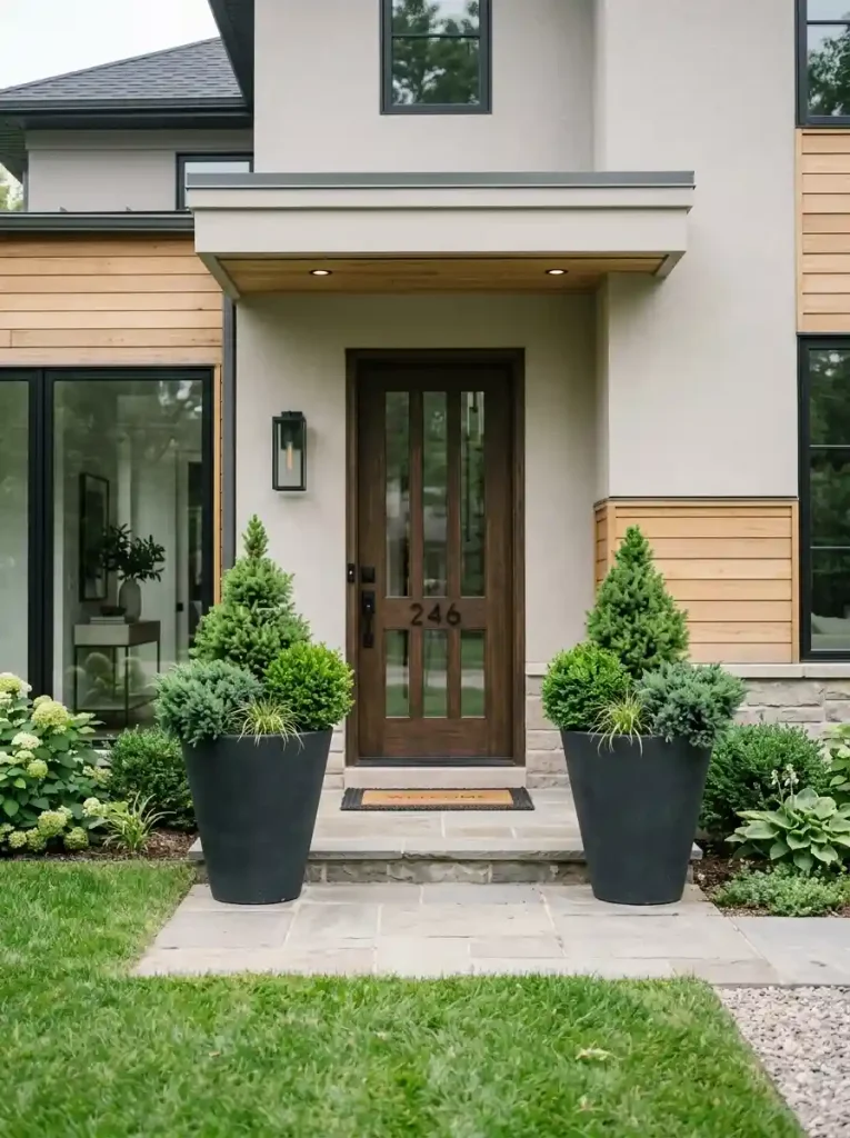 Evergreen Planters for the Porch