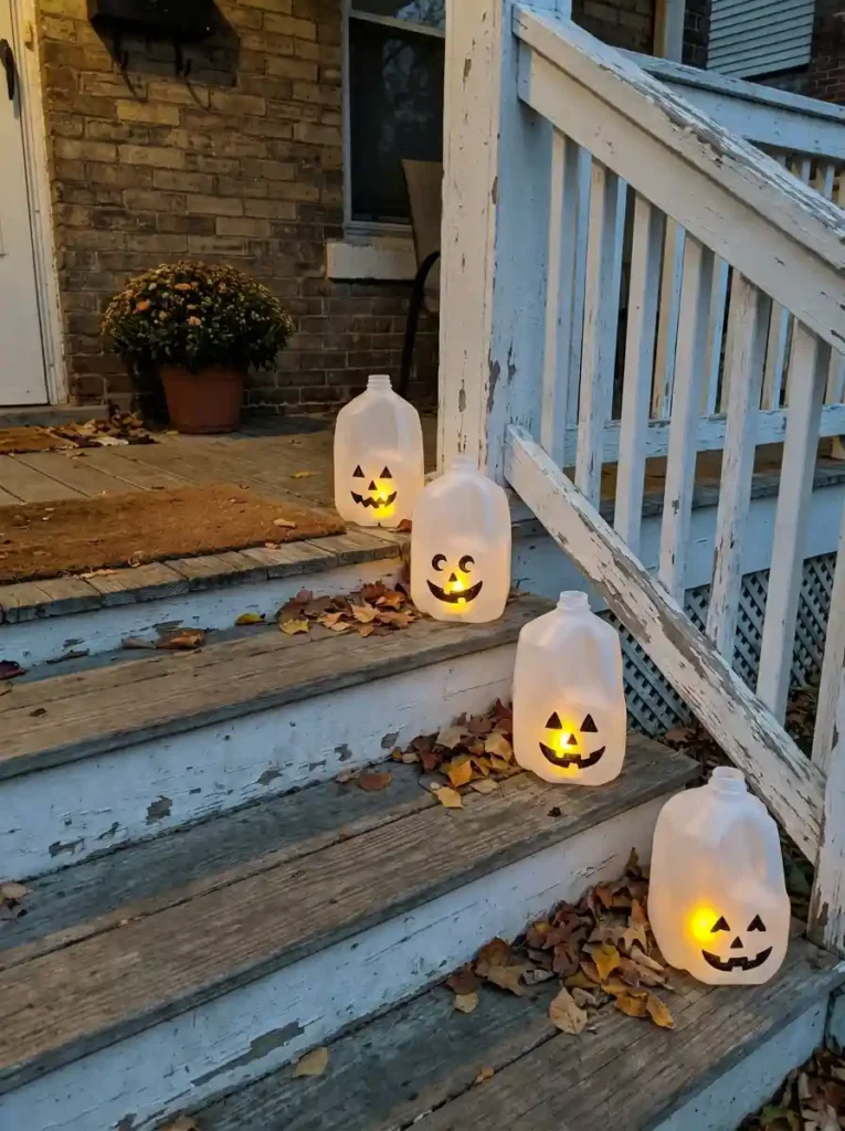Plastic Milk Jug Glowing Skeleton Heads