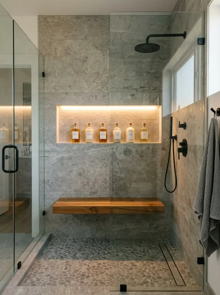 Custom Built-In Niches & Floating Benches