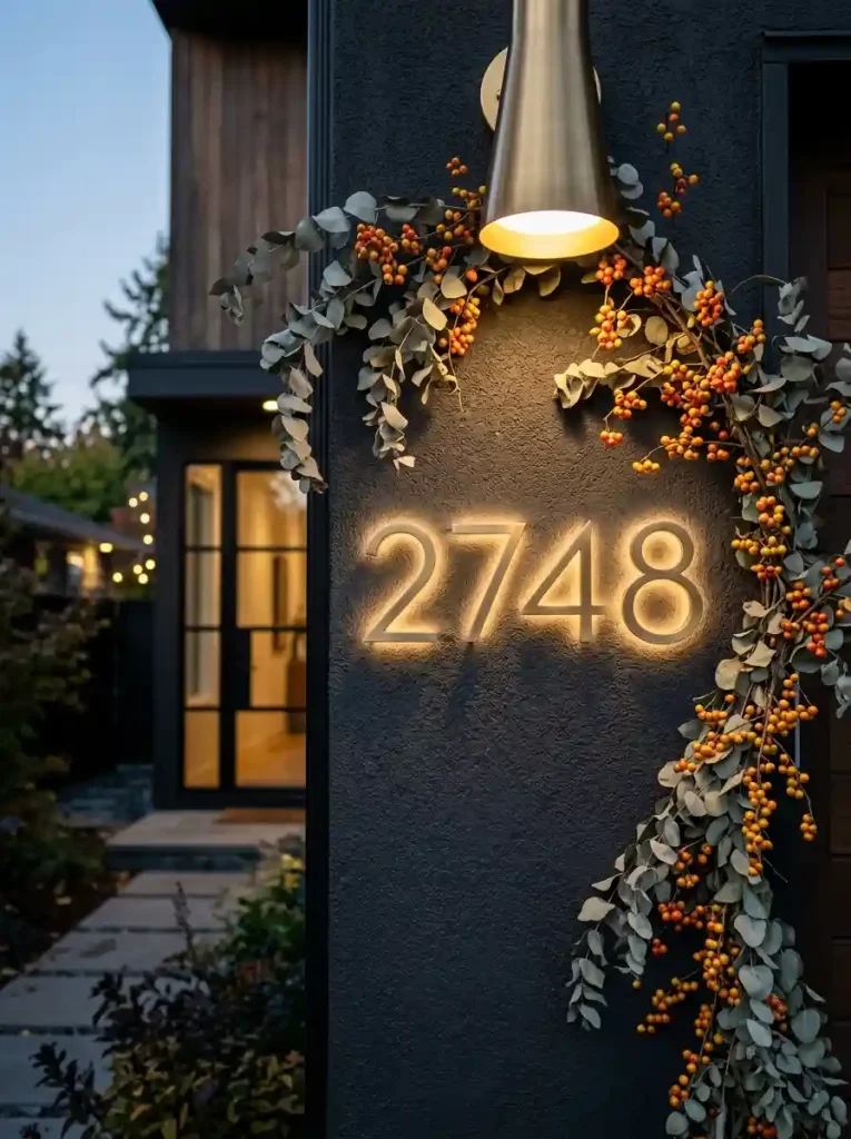 Minimalist Brass & Black Lantern Numbers