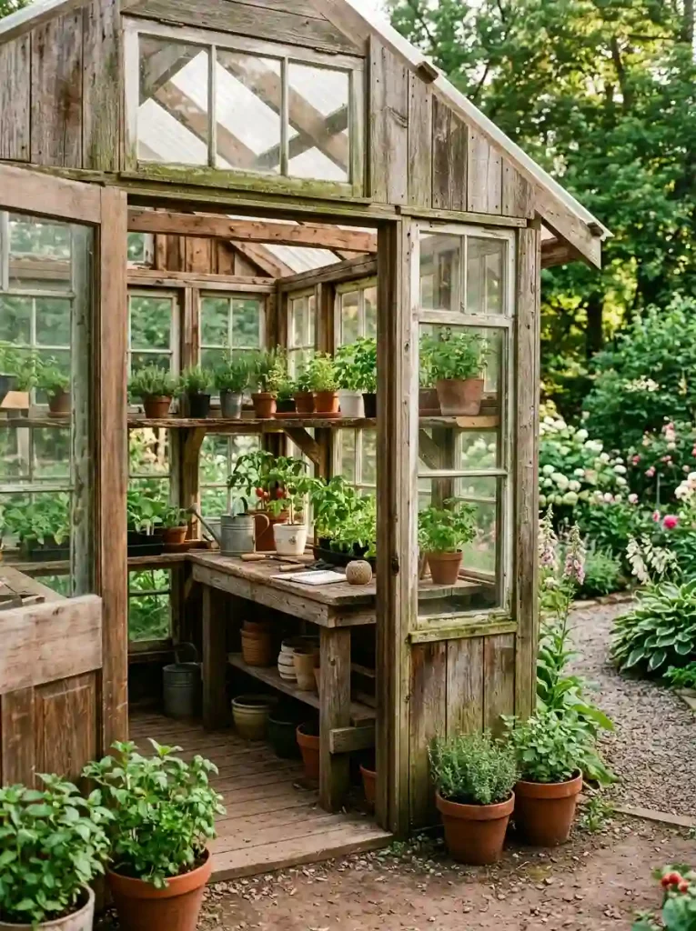  Window Greenhouse With Reclaimed Wood