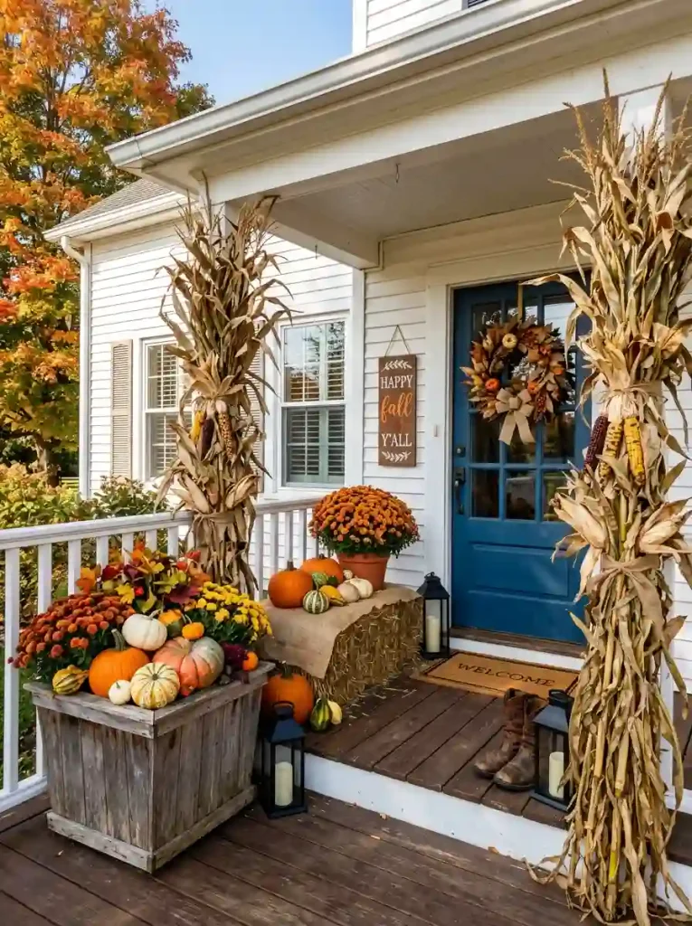 Corn Stalk and Hay Bale Accent Planters