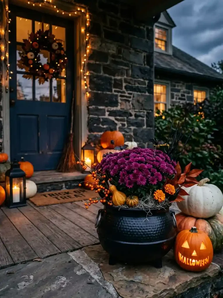 Ceramic Cauldron Planters for Halloween Flair