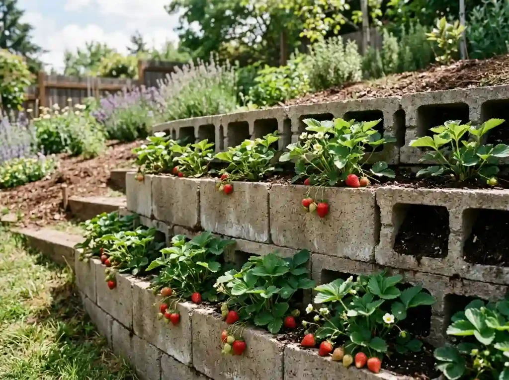 Wall-Mounted Concrete Block Garden