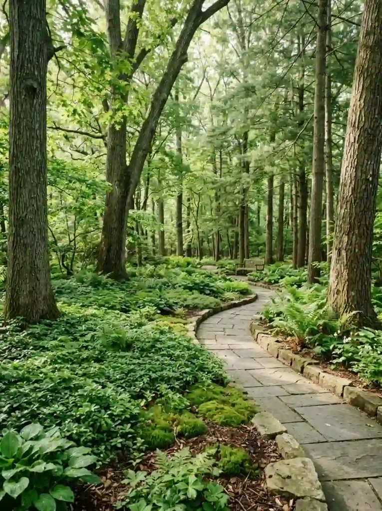 Evergreen and Stone Front Yard