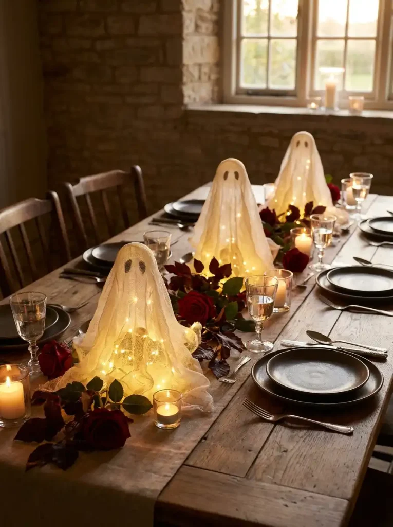 Floating Cheesecloth Phantom Centerpieces for Dining Tables