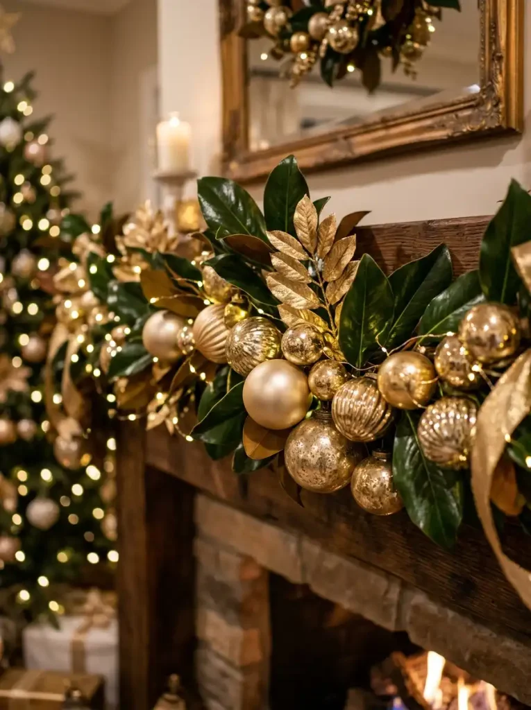 Gilded Magnolia & Antiqued Gold Baubles