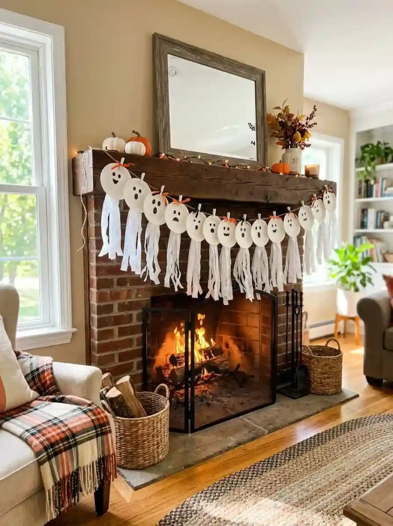 Paper Plate Floating Ghost Garlands