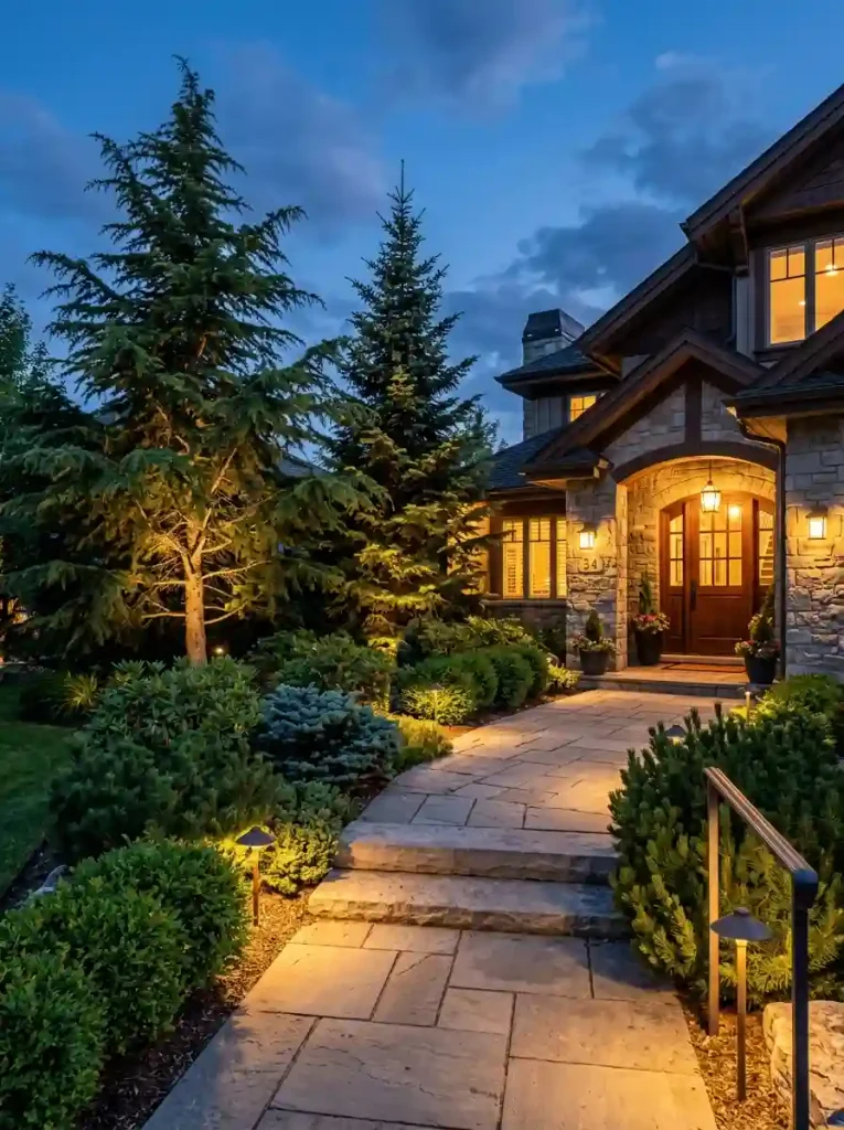  Evergreen Landscape With Warm Lighting