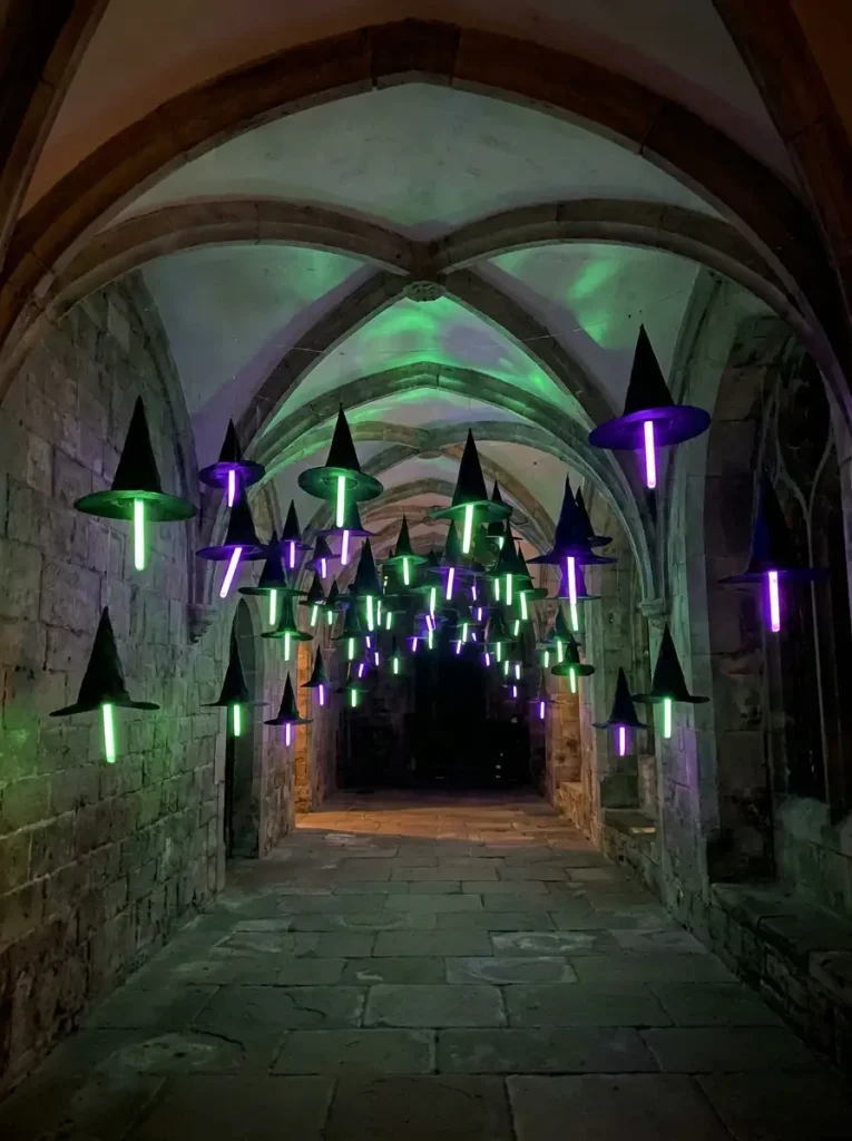 Floating Witch Hat & LED Glow Stick Entryway Canopies