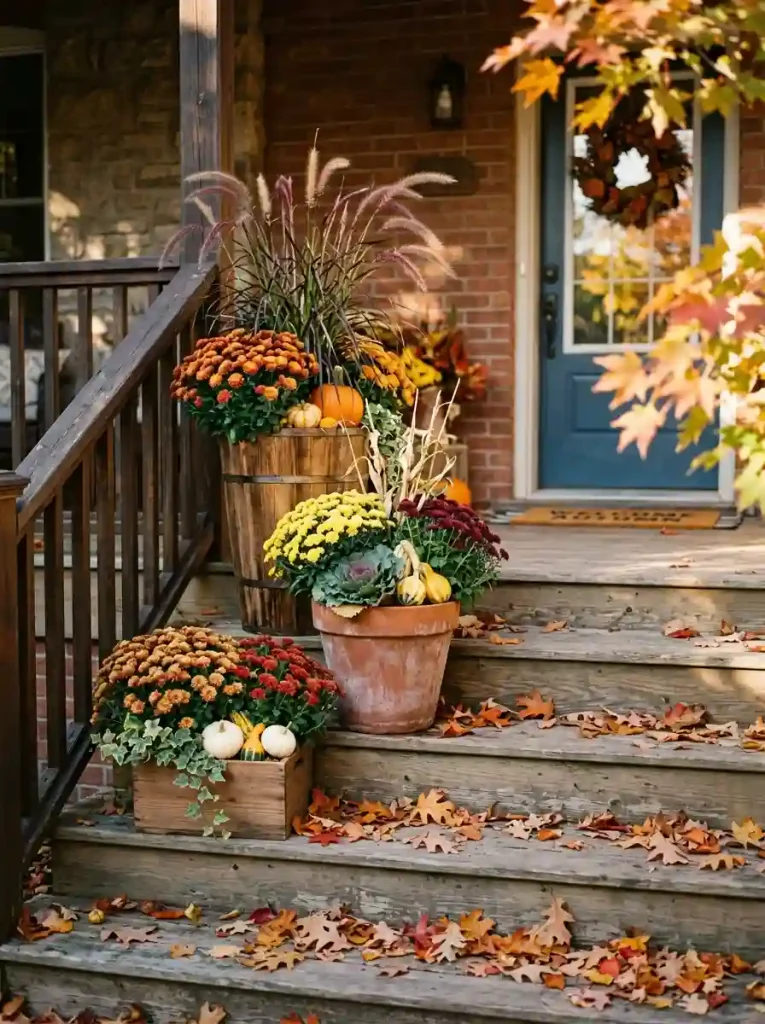 Layered Mixed-Height Planter Groupings