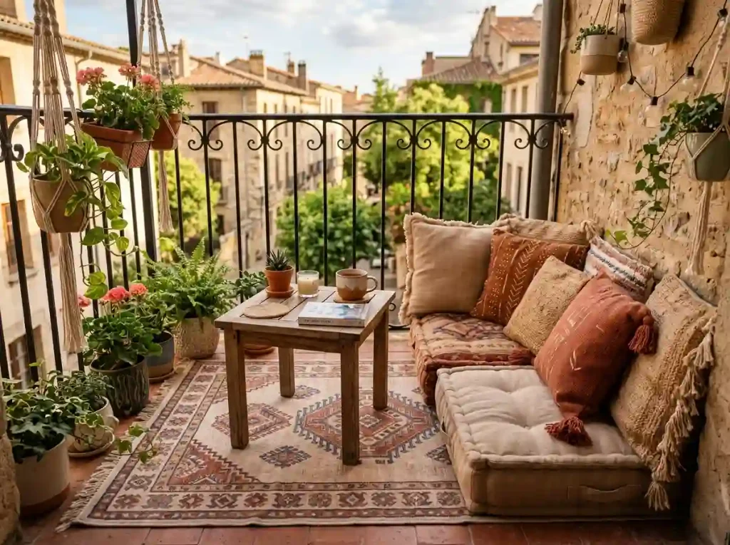 Layered Outdoor Rugs & Soft Floor Cushions