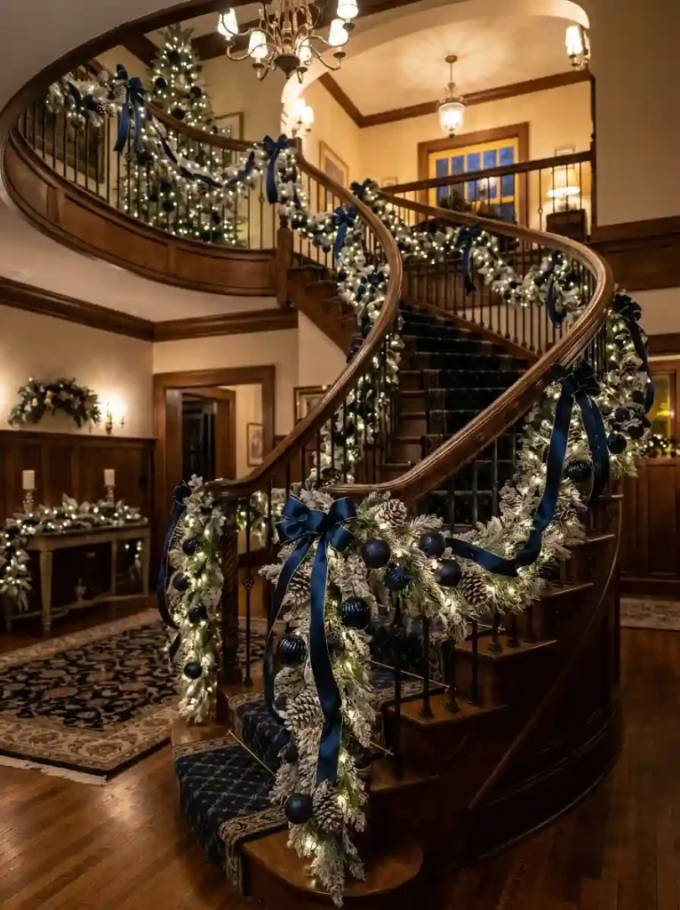  Moody Midnight Blue & Frosted Cedar Staircase