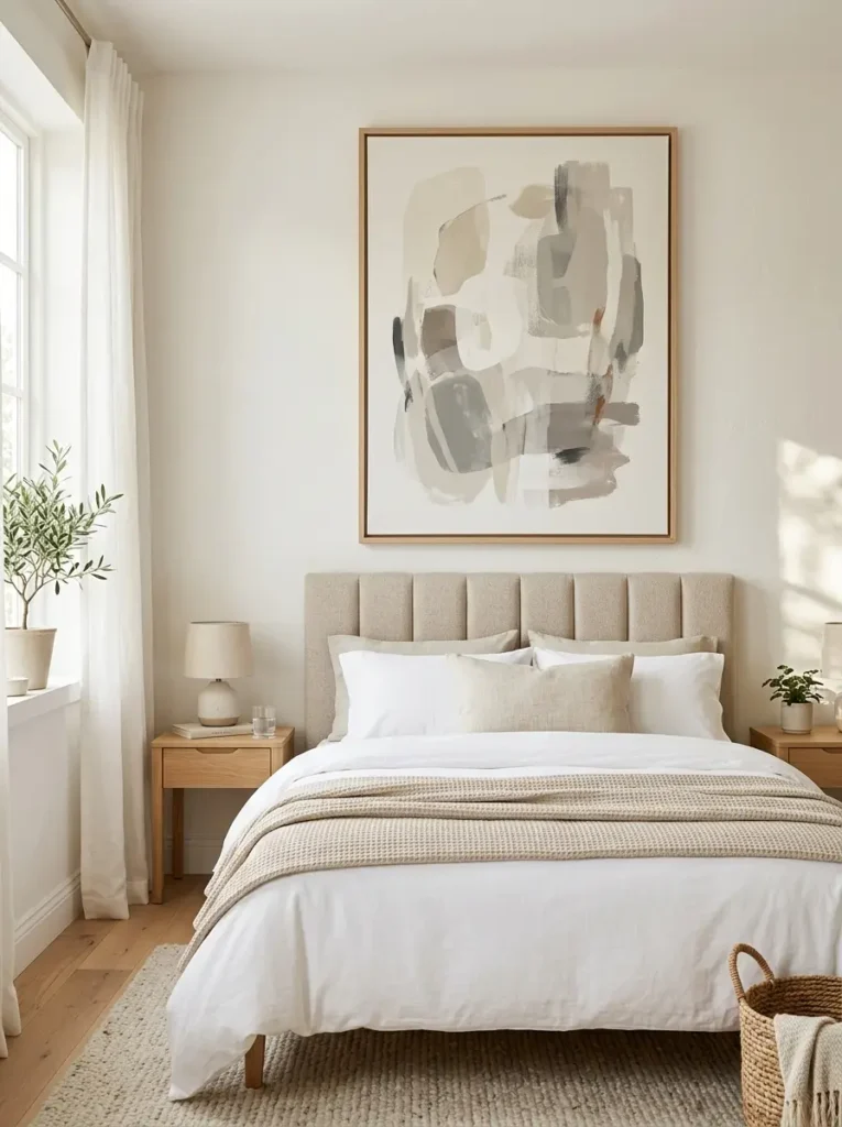 Oversized Statement Art Above the Headboard
