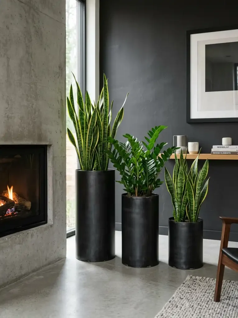  Sleek Matte Black Metallic Cylinder Planters