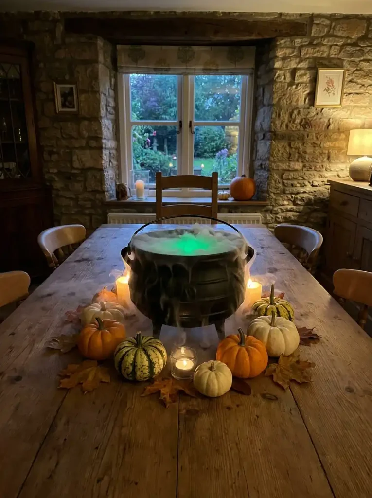 The Dining Room: Luminous Fogging Cauldron Centerpiece