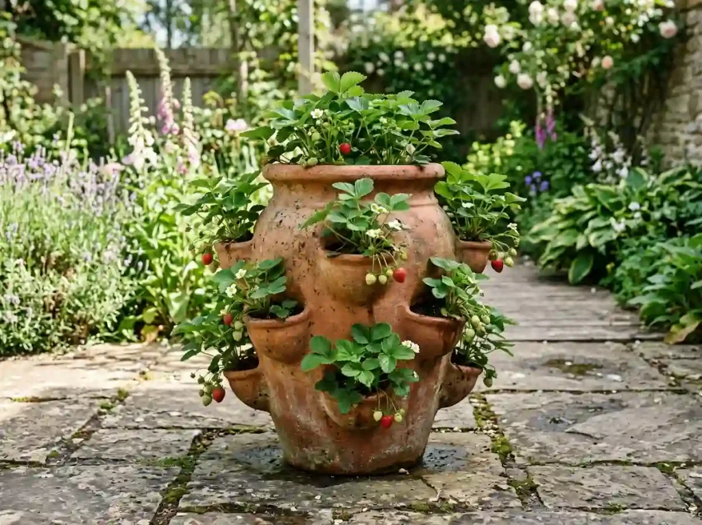 Classic Terracotta Strawberry Pots with Pocket Openings