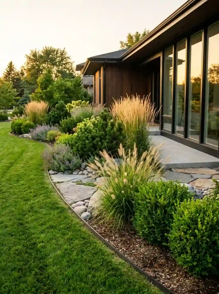  Evergreen and Ornamental Grass Border