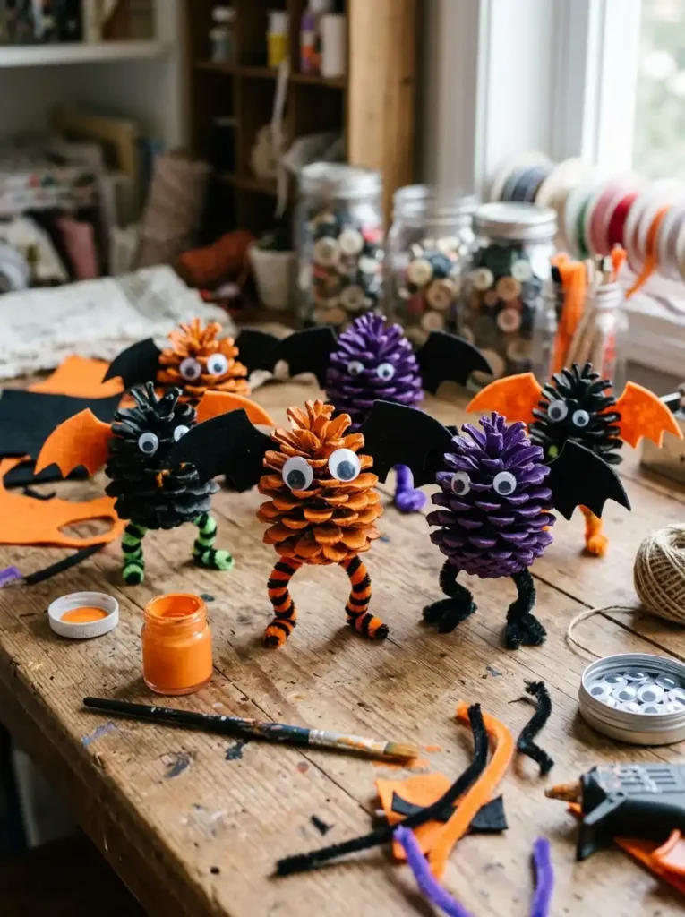 . Pinecone Monster & Bat Crafts