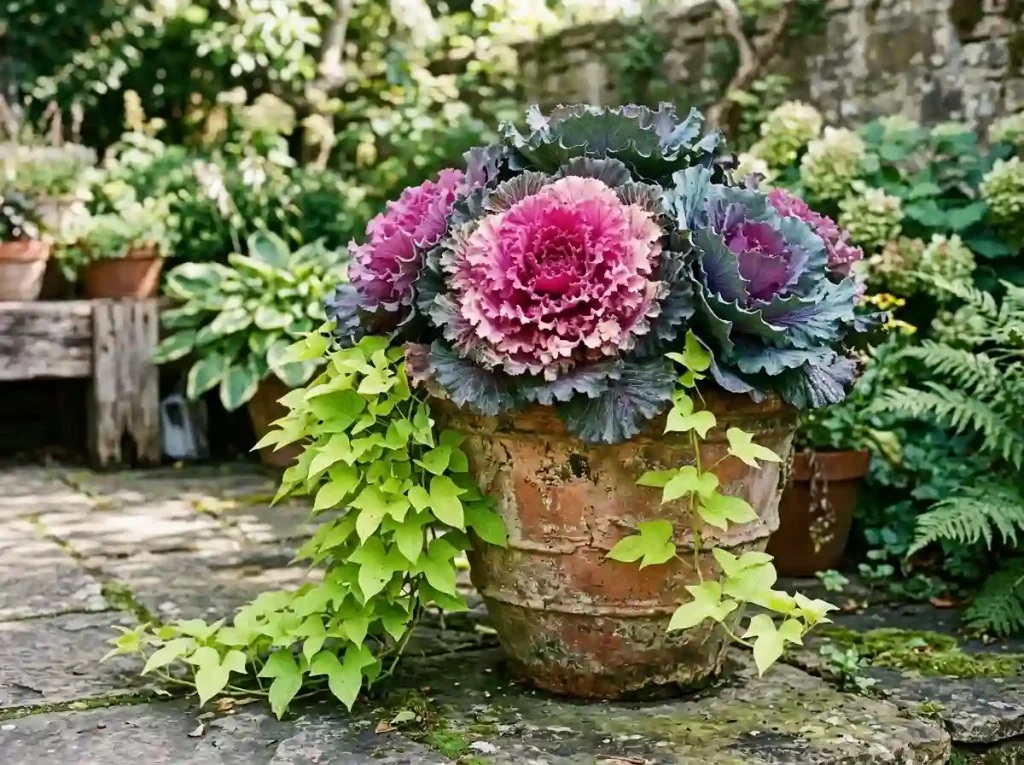 Rustic Terracotta & Flowering Ornamental Cabbage