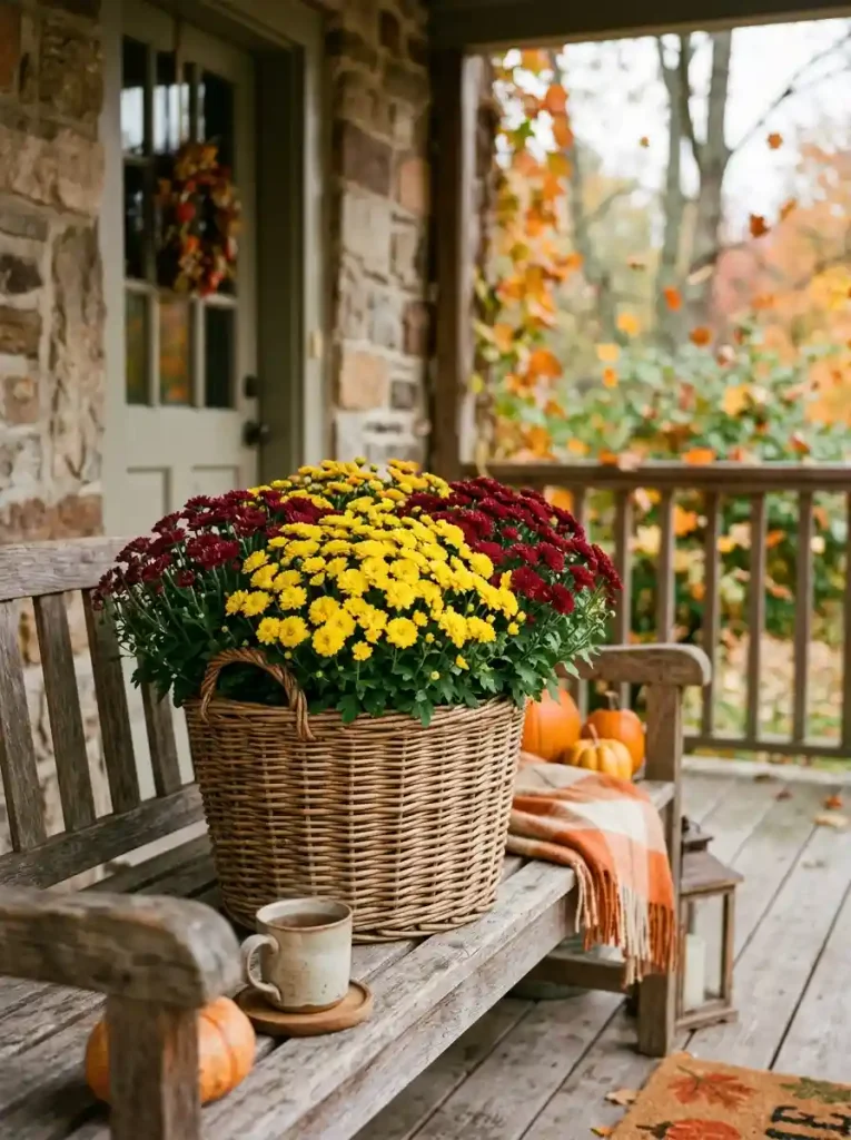 Wicker Basket Planters with Mums
