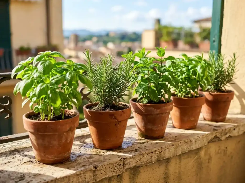 Compact Fresh Herb Railing Garden