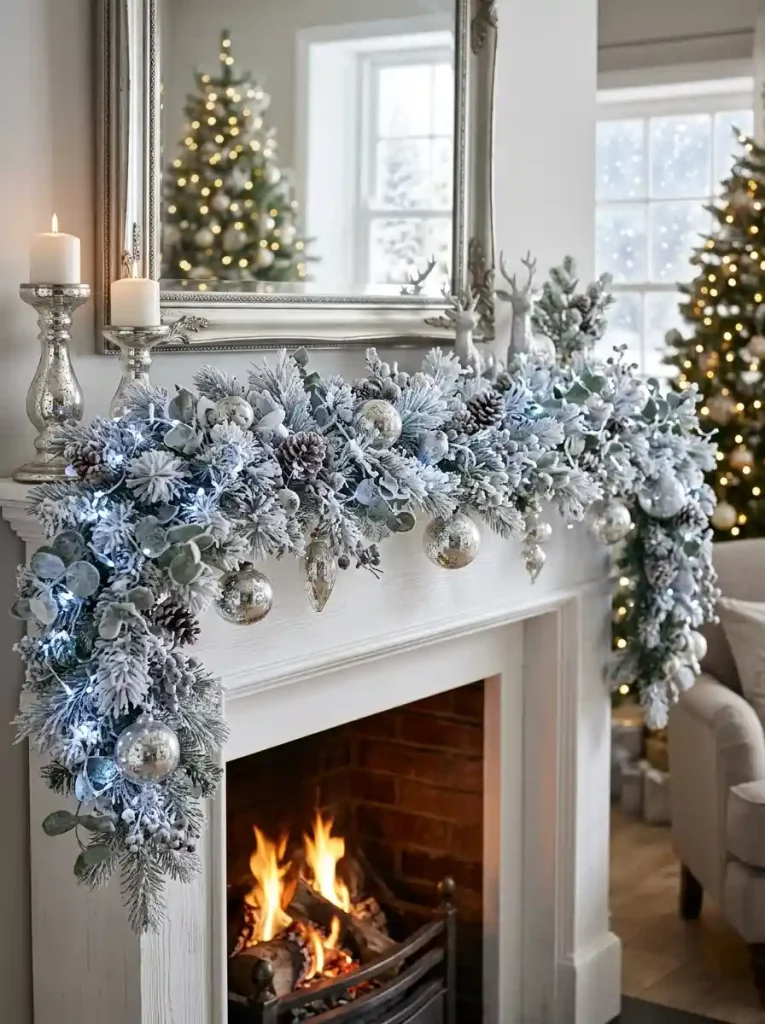 Crystal-Dusted White Spruce & Silver Foliage