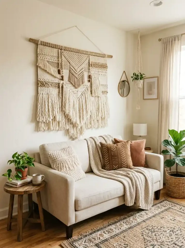  Fabric Wall Tapestries Instead of Heavy Frames