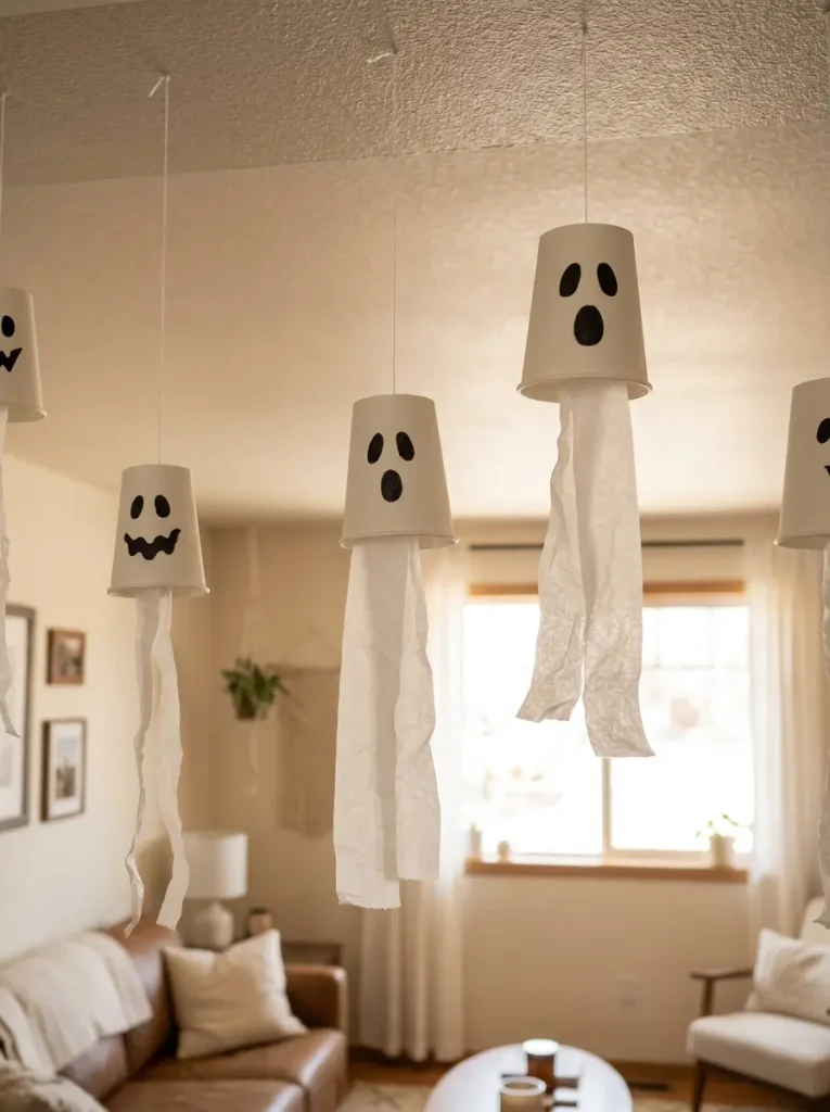  Paper Cup Flying Ghosts with String