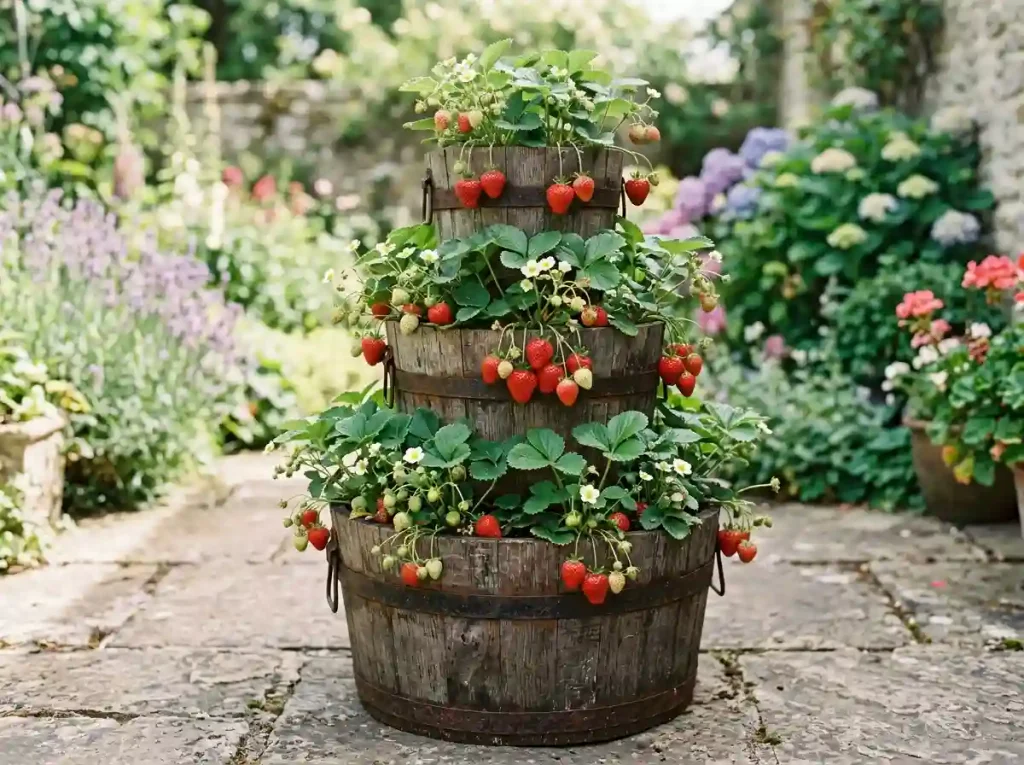 Stacked Wooden Bucket Planters