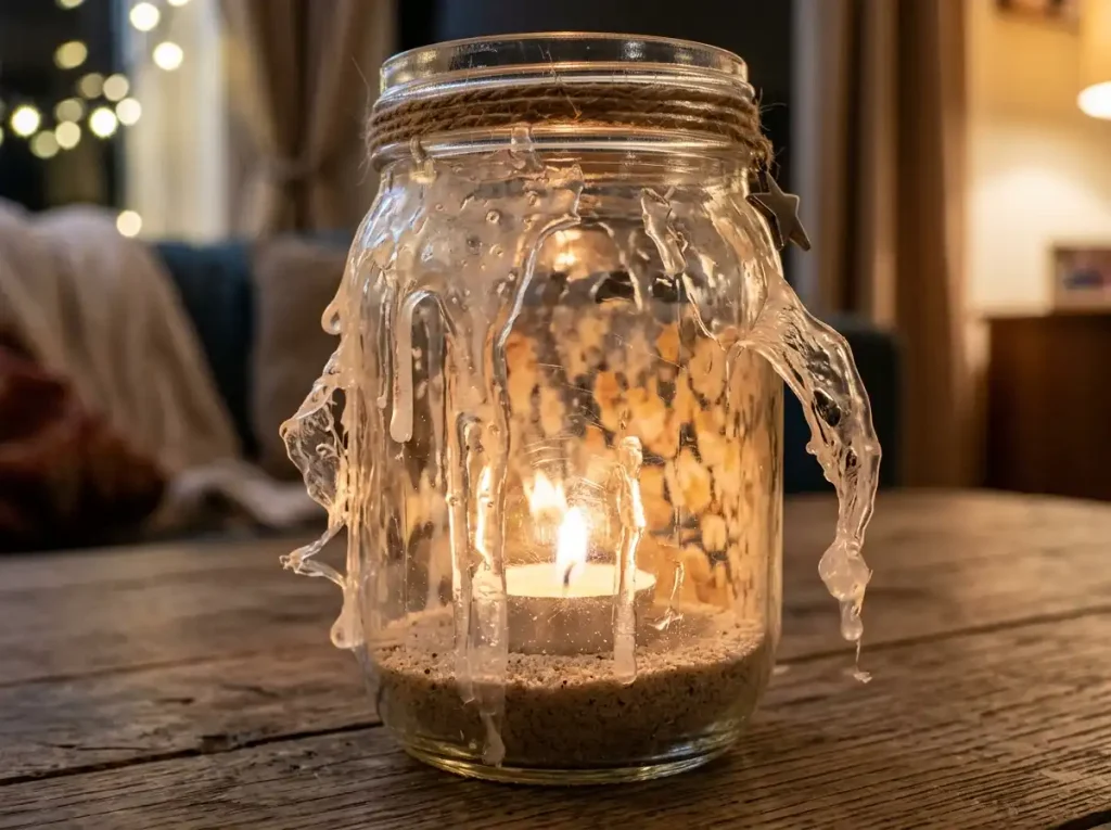  Glue-Gun Heavy Glass Jar Lanterns