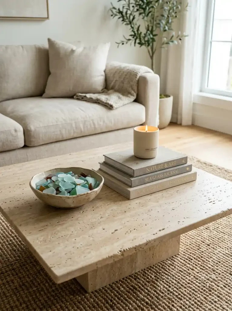 Travertine & Bleached Stone Coffee Tables