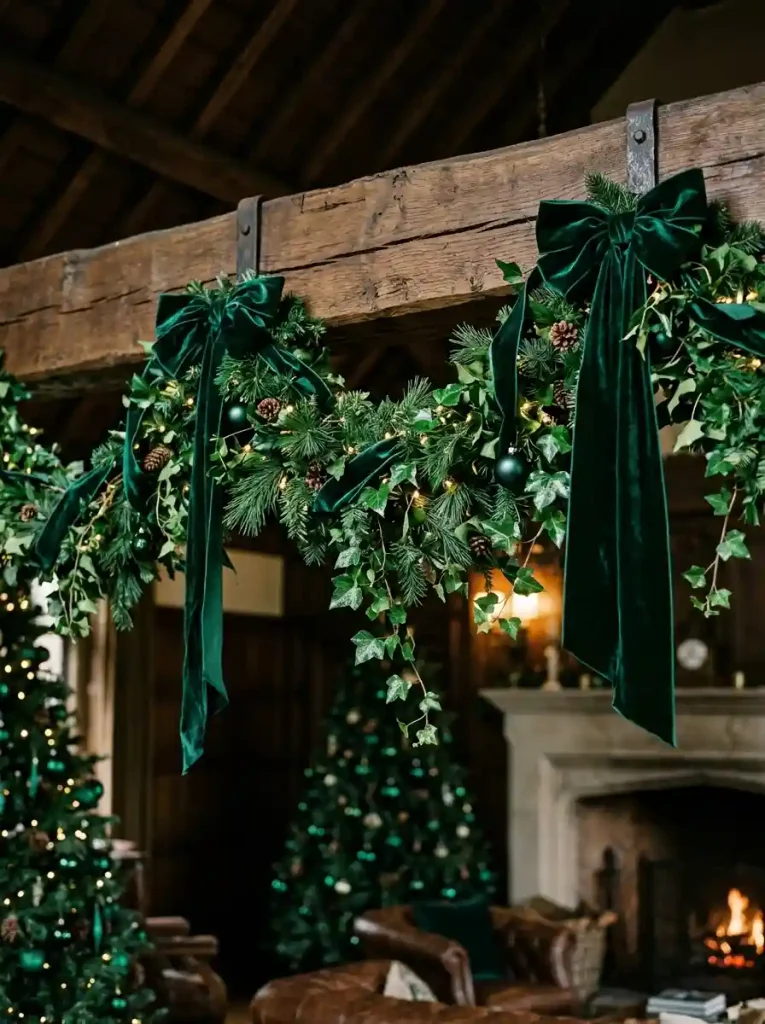 . Asymmetrical Floor-Sweeping Entrance Garland