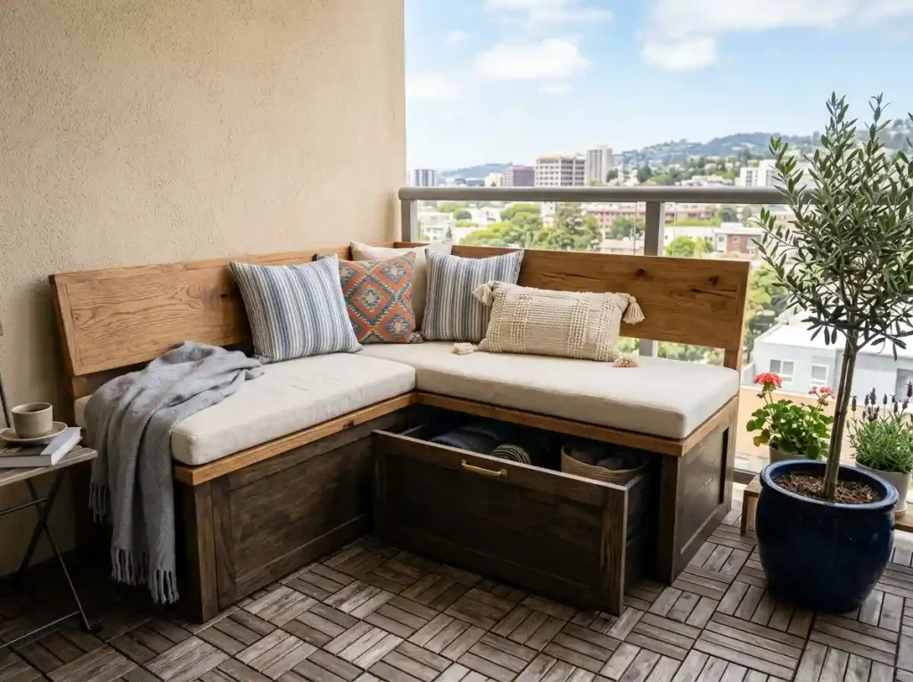 Built-In Storage Benches with Custom Cushions