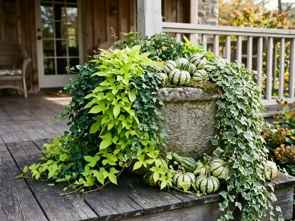Cascading Trailing Vines & Gourds Spillover