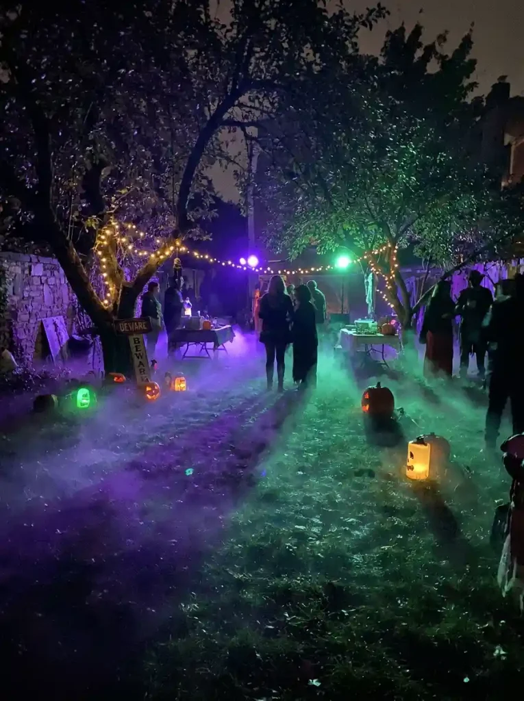 High-Budget Atmospheric Fog Machines & Colored LED Flood Lighting
