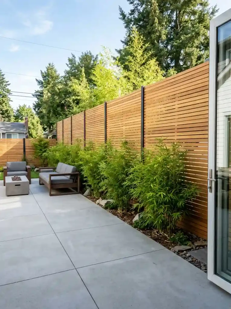 1. Ultra-Clean Horizontal Cedar Slat Fencing