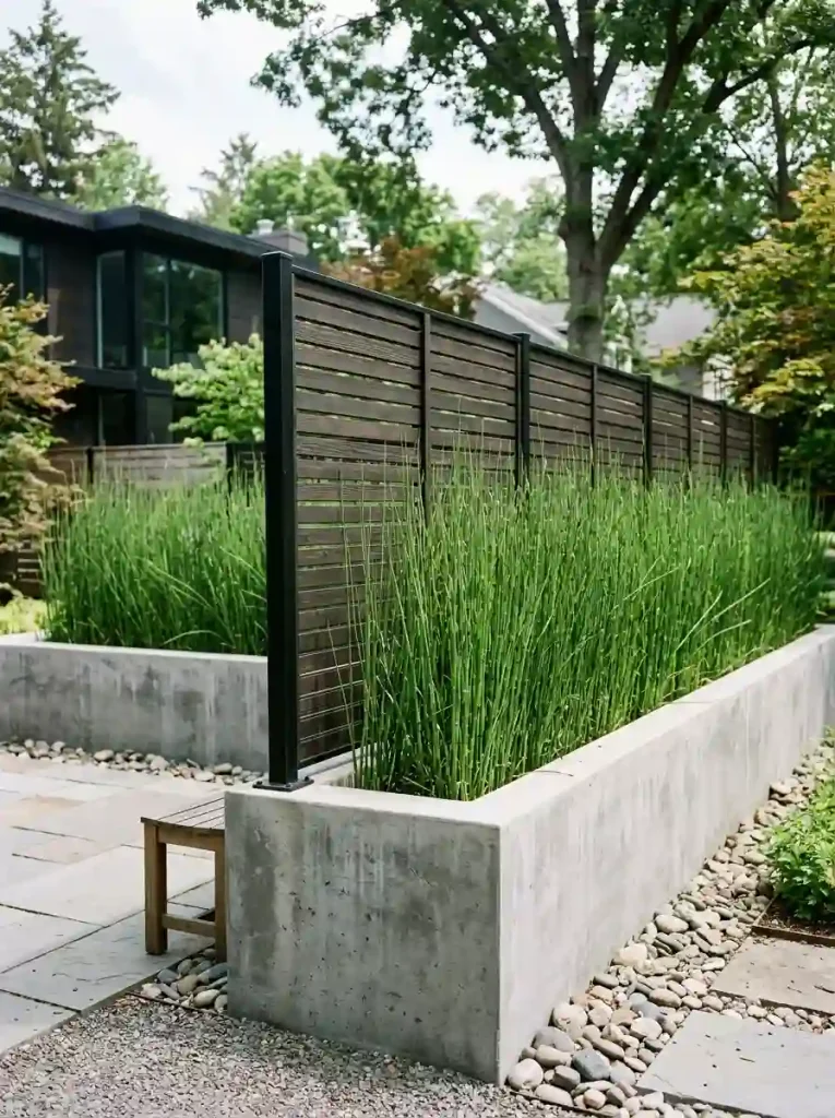 Integrated Planter Box Boundary Fence