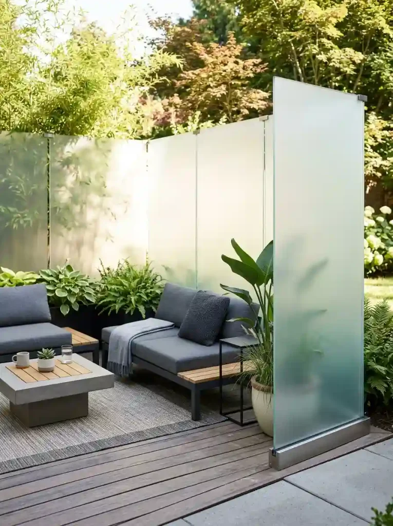 Frameless Frosted Glass Privacy Walls
